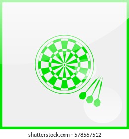 Darts board and darts arrows.