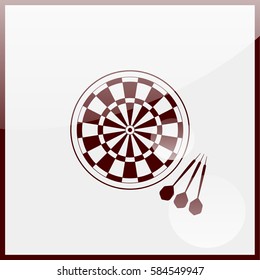 Darts board and darts arrows.