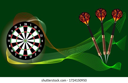 
darts and darts board on abstract background