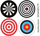 Darts board,archery target,shooting or Gun shooting targets or aiming target vector set.