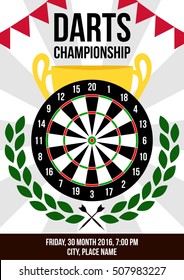 Darts Championship Vector Poster Template A4 Format