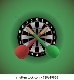 The darts competition sign.