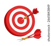Darts. Dartboard and darts. Vector 3d clipart isolated on white background