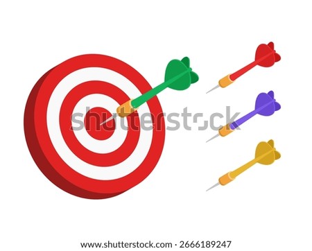 Darts. Dartboard and darts. Vector clipart isolated on white background