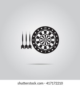 Darts and dartboard vector icon,