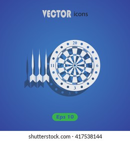 Darts and dartboard vector icon,