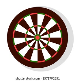 Darts game, colorful round dartboard with stripes, element of bachelor party or entertainment. Leisure or competition with hit icon, aiming sign vector