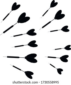 Darts game emblem. Vector illustration showing set of a black dart isolated