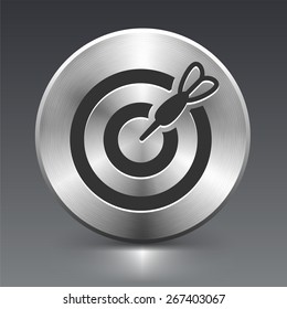 Darts Game on Silver Round Button