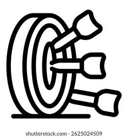 Darts hitting the center of a target, symbolizing achieving business goals, precision, and success in competition
