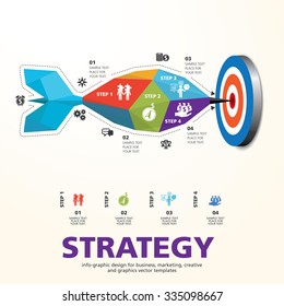 Darts Hitting a Target Bullseye, Business Concept, Targeting concept design on dark background, info graphic vector used for workflow layout, diagram,banner, number options, graphic or web design.
