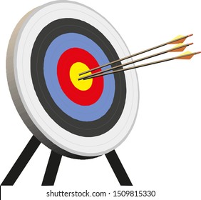 Darts hitting a target. Success concept. Vector Illustration.