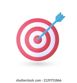 Darts icon. The dart hits the target in the center. Target icon for website design, app, and ui. 3d rendering illustration.