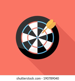 Darts icon. Flat design style modern vector illustration. Isolated on stylish color background. Flat long shadow icon. Elements in flat design.