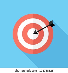 Darts icon. Flat design style modern vector illustration. Isolated on stylish color background. Flat long shadow icon. Elements in flat design. 