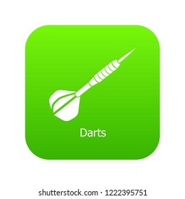 Darts icon green vector isolated on white background