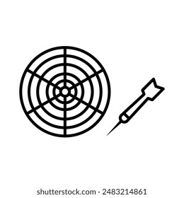 darts icon linear logo mark in black and white