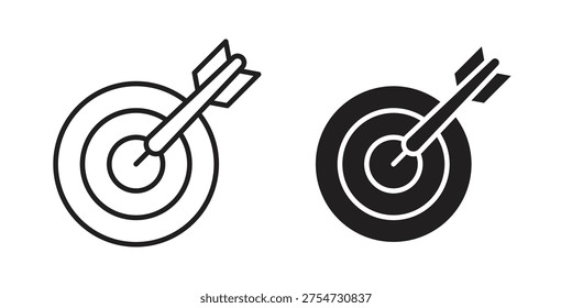 Ilustraciones vectoriales de iconos de dardos. iconos planos de glifo de Vector