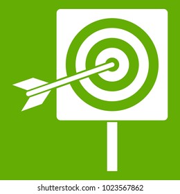 Darts icon white isolated on green background. Vector illustration