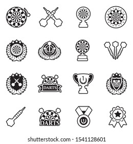 Darts Icons. Line With Fill Design. Vector Illustration.