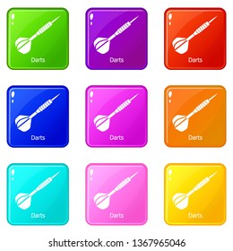 Darts icons set 9 color collection isolated on white for any design