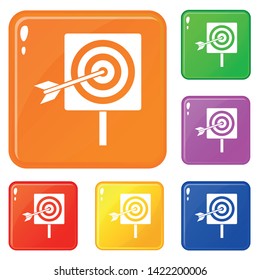 Darts icons set collection vector 6 color isolated on white background