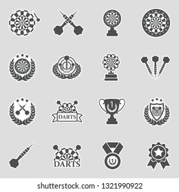 Darts Icons. Sticker Design. Vector Illustration.