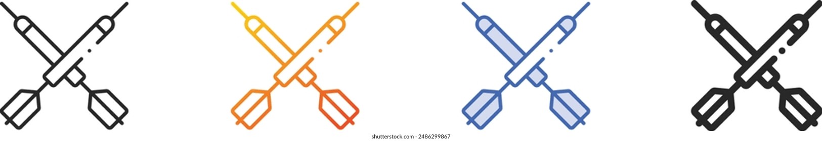 darts icon.Thin Linear, Gradient, Blue Stroke and bold Style Design Isolated On White Background