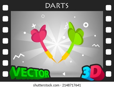 Darts isometric design icon. Vector web illustration. 3d colorful concept