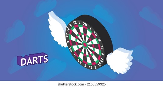 Darts isometric design icon. Vector web illustration. 3d colorful concept
