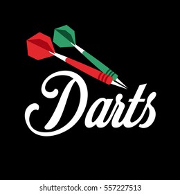 Darts label. Badge Logo sporting symbols. Sport leisure design. Vector Illustration.