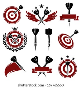 Darts labels and icons set. Vector 