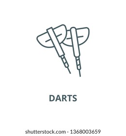 Darts line icon, vector. Darts outline sign, concept symbol, flat illustration