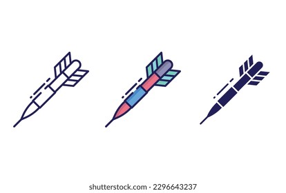 Darts line and solid illustration icon
