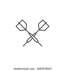 Darts linear icon concept. Darts line vector sign, symbol, illustration.