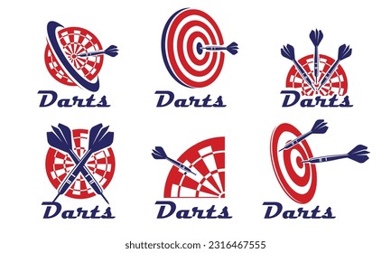 Darts logo bundle vector. Target dartboard vector illustration set.