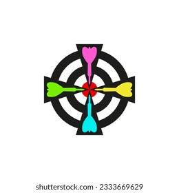 Darts logo design with target. Color vector.