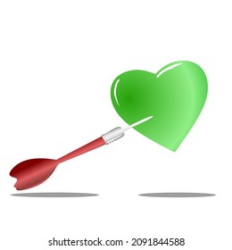 Darts pieces and heart love isolated on white background 