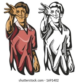 Darts player. Vector illustration