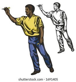 Darts player. Vector illustration