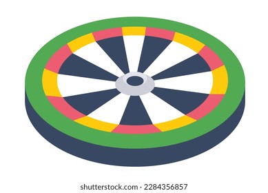 Darts playing game for entertainment and recreation. Isolated board with bullseye and sectors, throwing competitive kind of sports and fun. Pastime or leisure relaxation. Vector in flat style