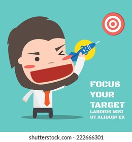 Darts to point to target,Vector cartoon concept abstract business