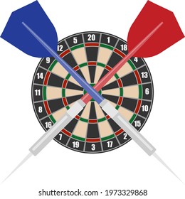 Darts, realistic dart circle with darts. Vector illustration. Vector.