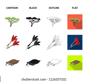darts, savannah tree, territory map. African safari set collection icons in cartoon,black,outline,flat style vector symbol stock illustration web.