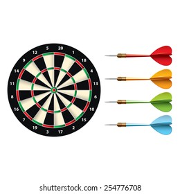 Darts set isolated on white photo-realistic vector illustration