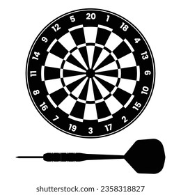 Darts Silhouette. Black and White Icon Design Elements on Isolated White Background