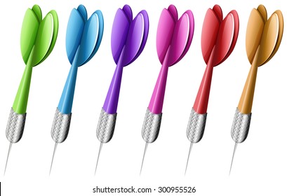Dardos en seis colores diferentes
