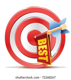 Darts target aim with arrow and ad banner with the BEST text