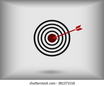 Darts target aim icon. Successful shoot. Vector illustration.