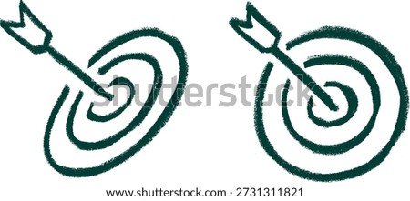 Darts Target Arrow Symbol Crayon Chalk Drawing Doodle Vector Set